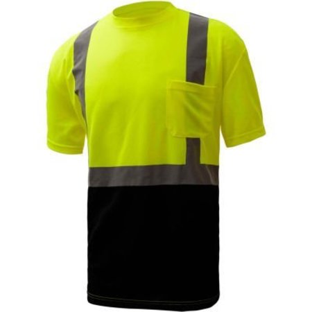 GSS SAFETY GSS Safety 5111, Class 2, Microfiber Birdseye Short Sleeve T-Shirt W/ Black Bottom, Lime, 2XL Tall 5111-2XL TALL